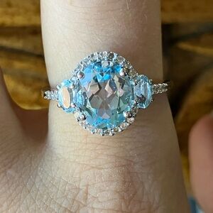 Sky Blue Topaz Sterling Silver Ring Size 9